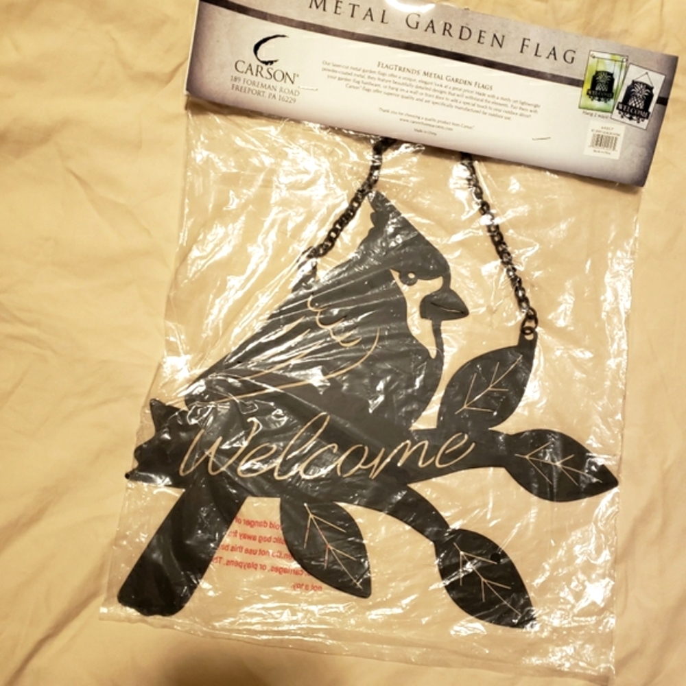 FlagTrends Welcome Cardinal metal garden flag